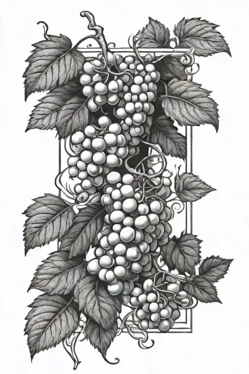 grapes vertically crossed by a rose  tattoo design idea