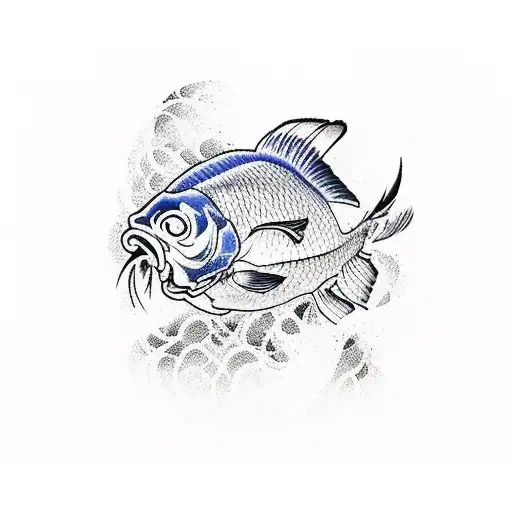 carp, mountain tattoo design idea