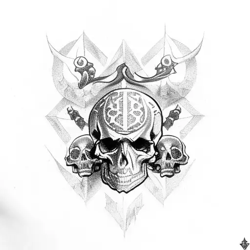 Dagger with skulls tattoo design idea