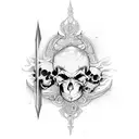 Dagger with skulls tattoo design idea