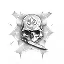 Dagger with skulls tattoo design idea