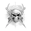Dagger with skulls tattoo design idea