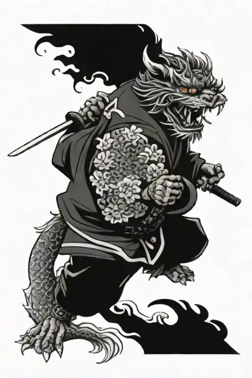 koi foo dog samurai warrior tattoo design idea
