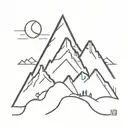 gear teeth as mountain peak tattoo design idea