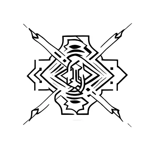 A minimalist tattoo of a mountain range with a cross incorporated into the design tattoo design idea
