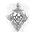 A minimalist tattoo of a mountain range with a cross incorporated into the design tattoo design idea