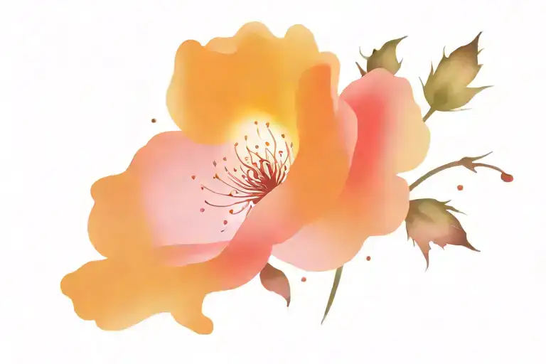 fireflies dancing around pink rose tattoo design idea