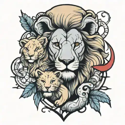 Lion and lamb tattoo design idea