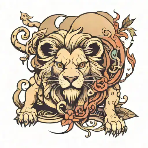 Lion and lamb tattoo design idea