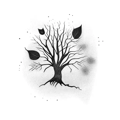 tree with falling leaves  tattoo design idea