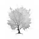 tree with falling leaves  tattoo design idea