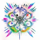 cosmos, constellation, moon, quantum physics, man tattoo design idea