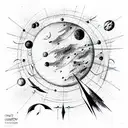 cosmos, constellation, moon, quantum physics, man tattoo design idea