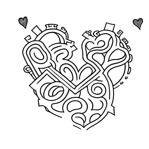 heart with 91 in it tattoo design idea