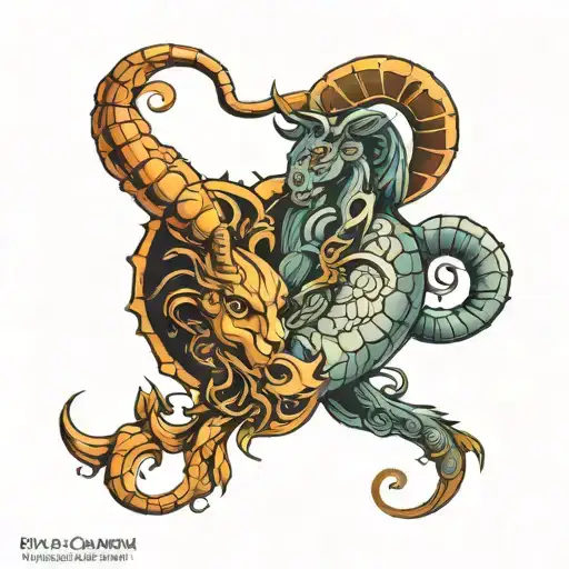 Gemini cancer capricorn zodiac sign tattoo design idea