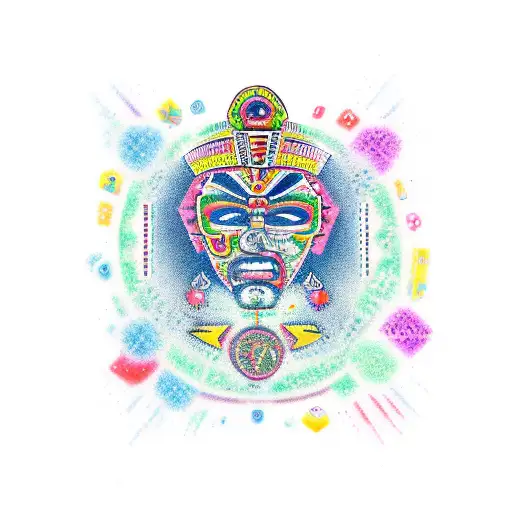  Mexican Aztec Gemini  tattoo design idea