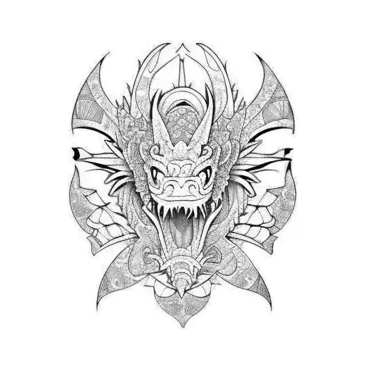 koi fish dragon Mexican Aztec  tattoo design idea