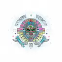  Mexican Aztec Gemini  tattoo design idea