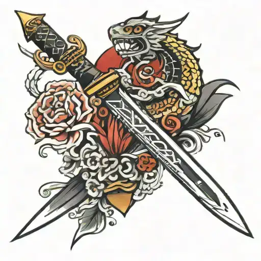 japanese dagger tattoo design idea
