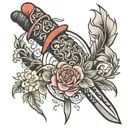 easy japanese dagger tattoo design idea