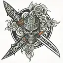 japanese dagger tattoo design idea