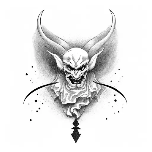 Tattoo Illustration Evil Head Long Goat Horns Stock Vector by  ©mariafionawati@gmail.com 404582834