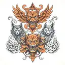 double headed eagle devil and wolf tattoo design idea