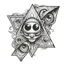 three eyes in a triangle pattern outlined with black tentacles tattoo design idea