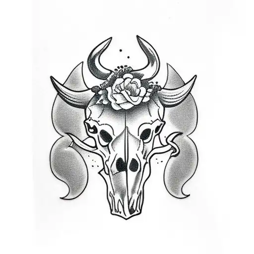 cow skull tattoo design idea