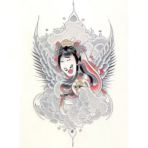 falling angel tattoo design idea