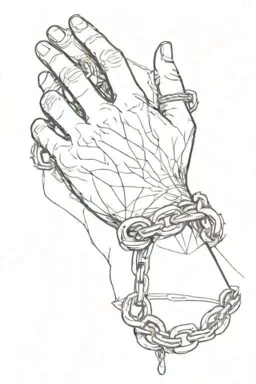 a hand with a chain around the wrist tattoo design idea