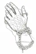 a hand with a chain around the wrist tattoo design idea