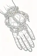 a hand with a chain around the wrist tattoo design idea