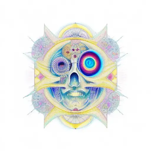 vitruvian and fibonacci and universe tattoo design idea