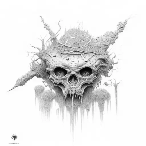 beksinski horror trash tattoo design idea