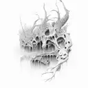 beksinski creature bones tattoo design idea