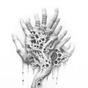 beksinski bones hand tattoo design idea