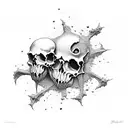beksinski creature skull bones tattoo design idea