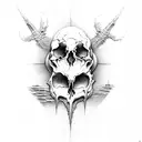 beksinski creature skull bones tattoo design idea