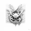 beksinski creature bones vertical tattoo design idea