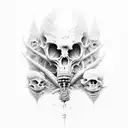 beksinski creature bones vertical tattoo design idea