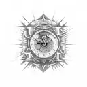 reloj de arena,crucificado Jesus, rosario,  tattoo design idea