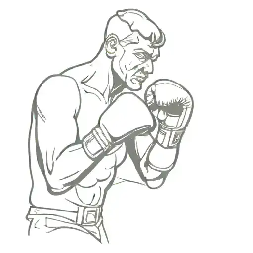 Innovative design incorporating boxing gloves and a silhouette of a boxer in action tattoo design idea