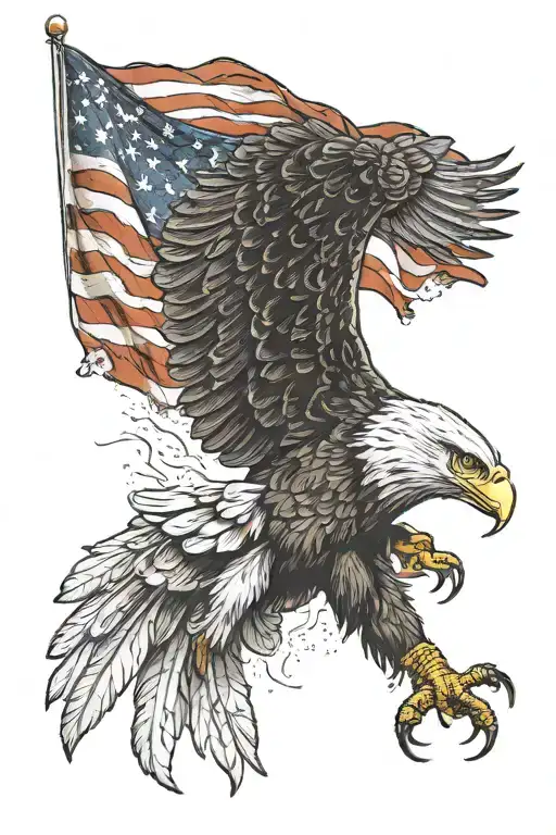 American pride, flag, bald eagle, incorporate technology, tesla, constitution, masculine tattoo design idea