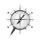 long arrow with broken clock and broken compass tattoo design idea