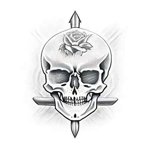 Skeleton with halberd tattoo design idea