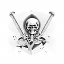 Skeleton with halberd tattoo design idea