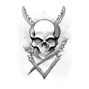 Skeleton with halberd tattoo design idea