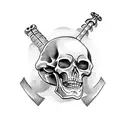 Skeleton with halberd tattoo design idea