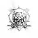 Skeleton with halberd tattoo design idea